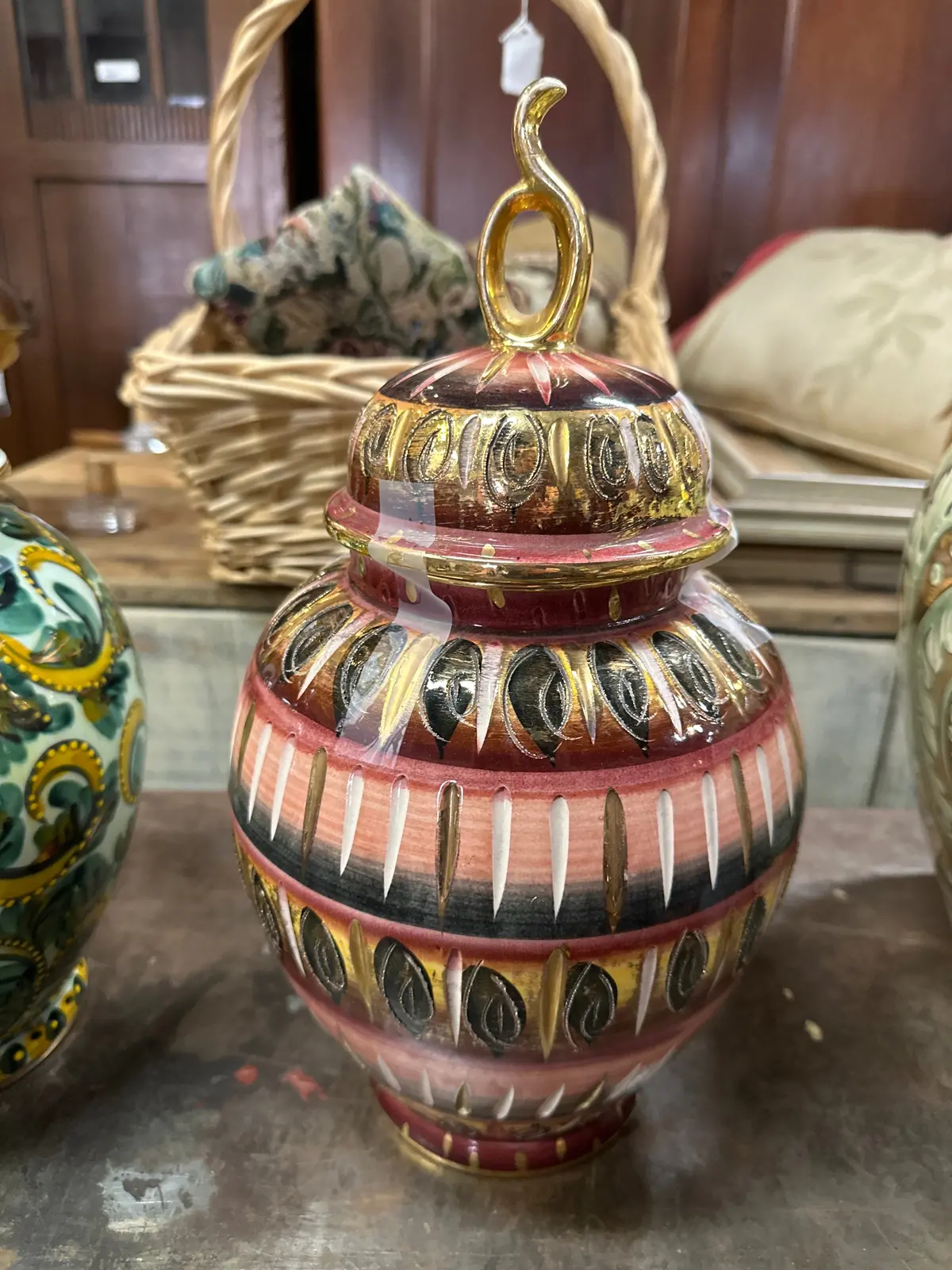 Medium Vintage Luster  Italian Ginger Jar 1