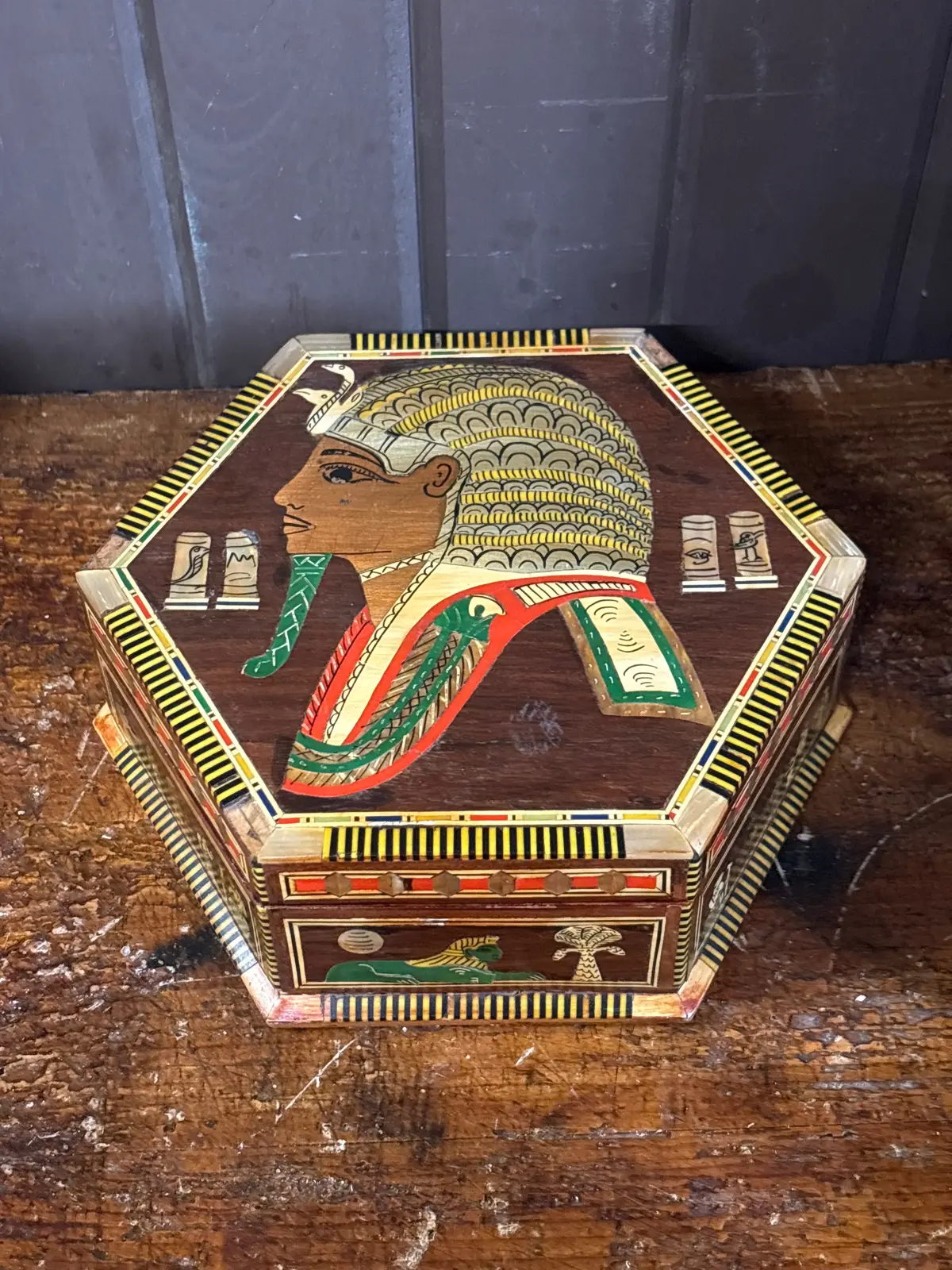 Red Lined Egyptian Box With Mother Of Pearl Inlay 1
