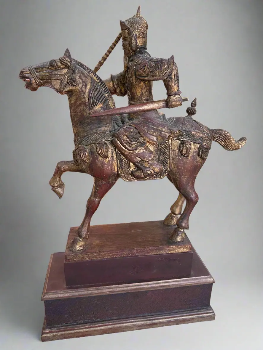 Wooden Asian Warrior On Stand 1