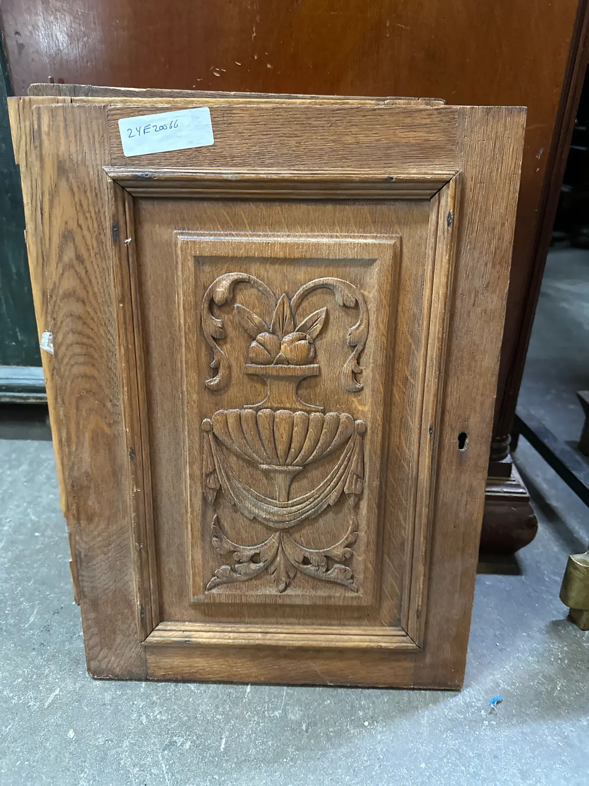 Pair Of Wood Cabinet Doors With Carved Urns 1