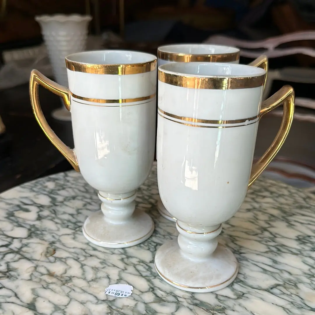 Pair Of Meisen Gold Rim China Mugs 1