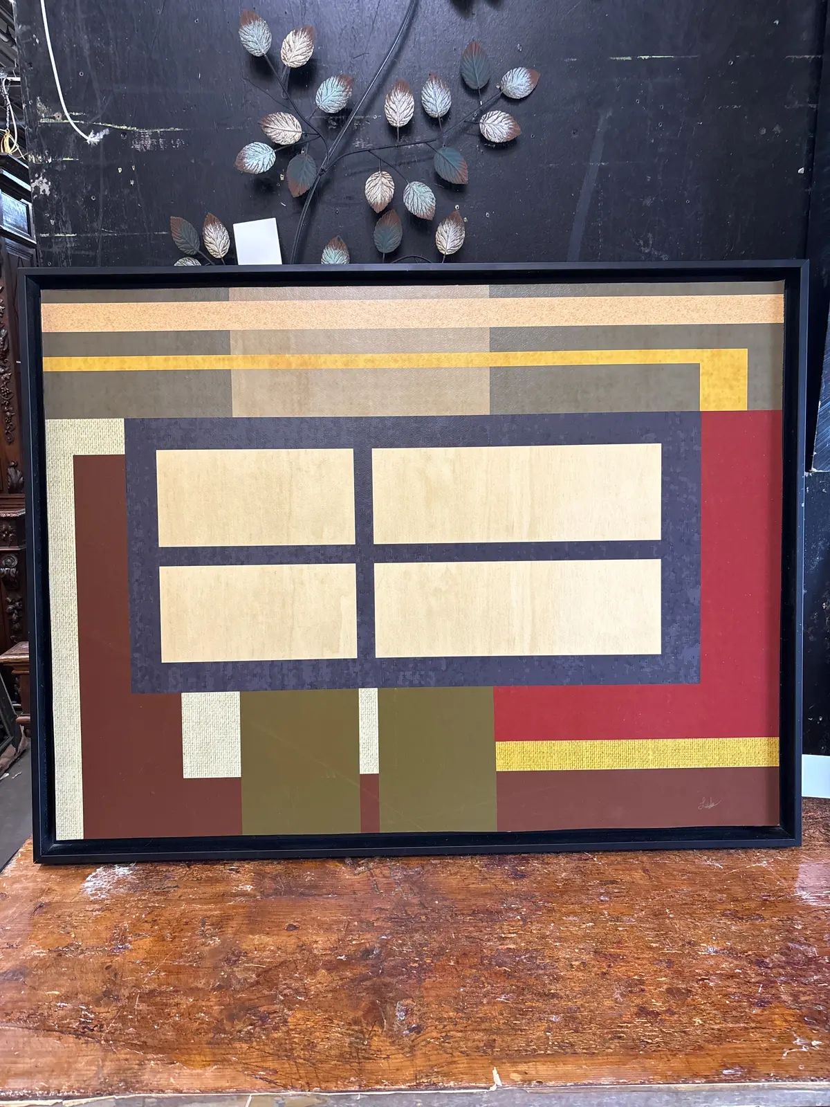 Large Abstract Brown Geometric Painting 1