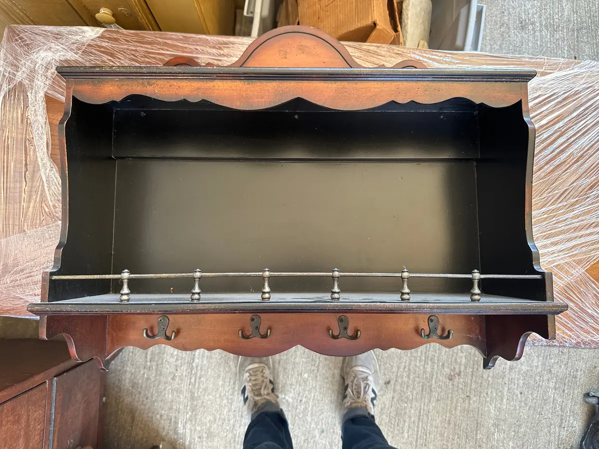 Wood Wall Shelf With Hooks 1