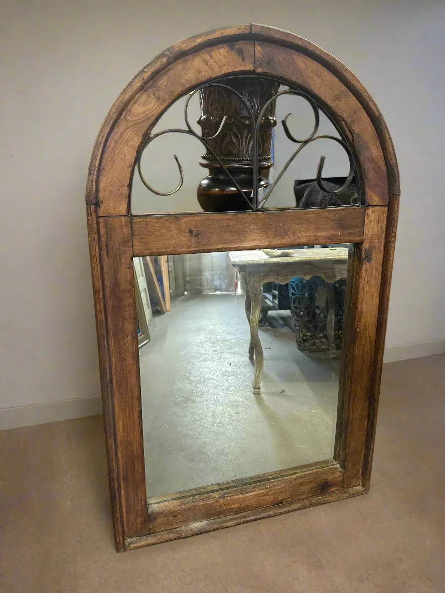 Arched Wood And Iron Mirror 1
