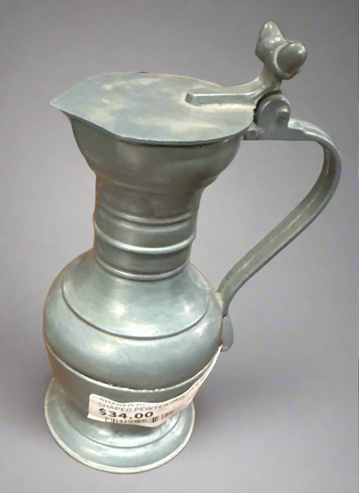 Shaped Pewter Pitcher With Lid 1