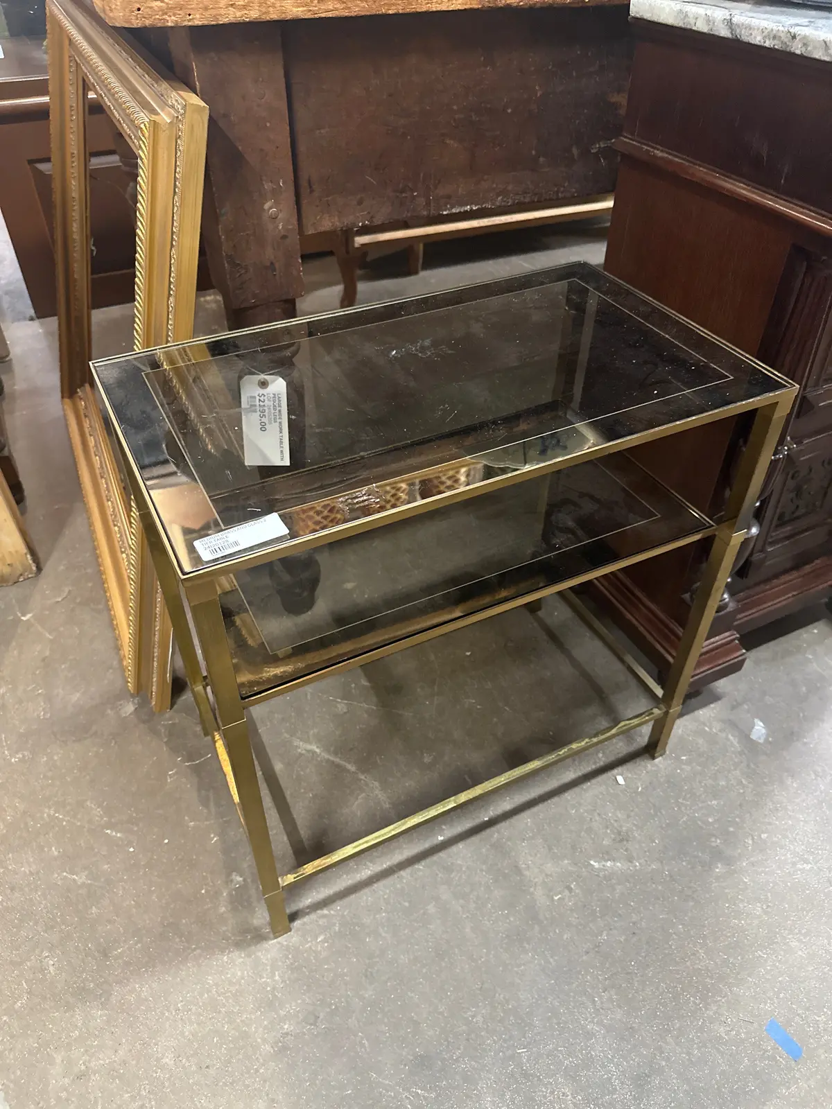 Medium Brass And Glass 2 Tier Table 1