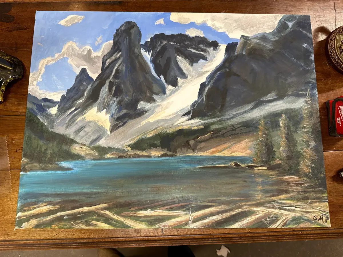Unframed Mountain Landscape On Board 1