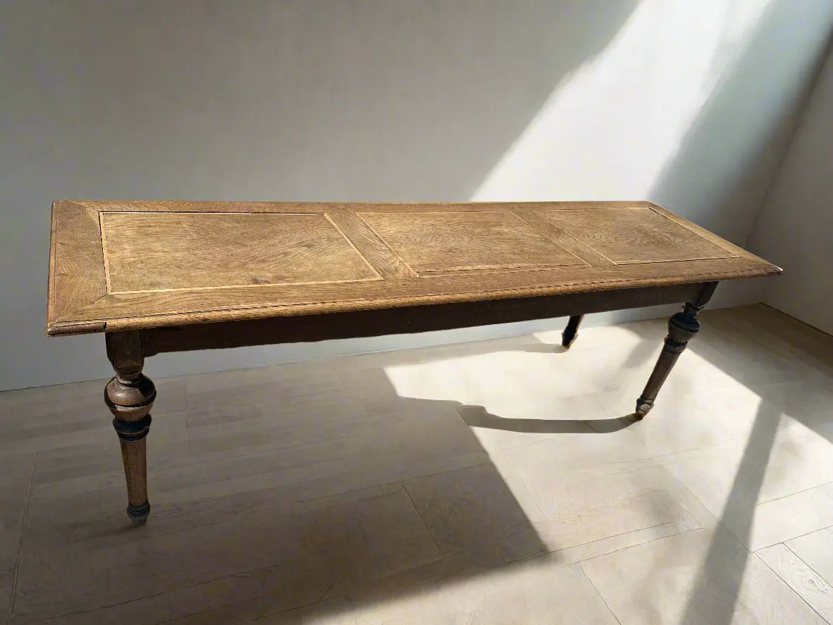 Long Oak Paneled Top Table With William And Mary Legs 1
