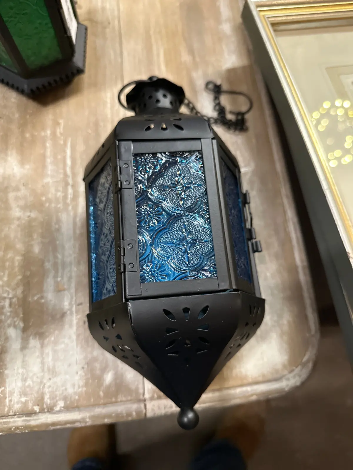 Tiny Blue Glass Lantern 1