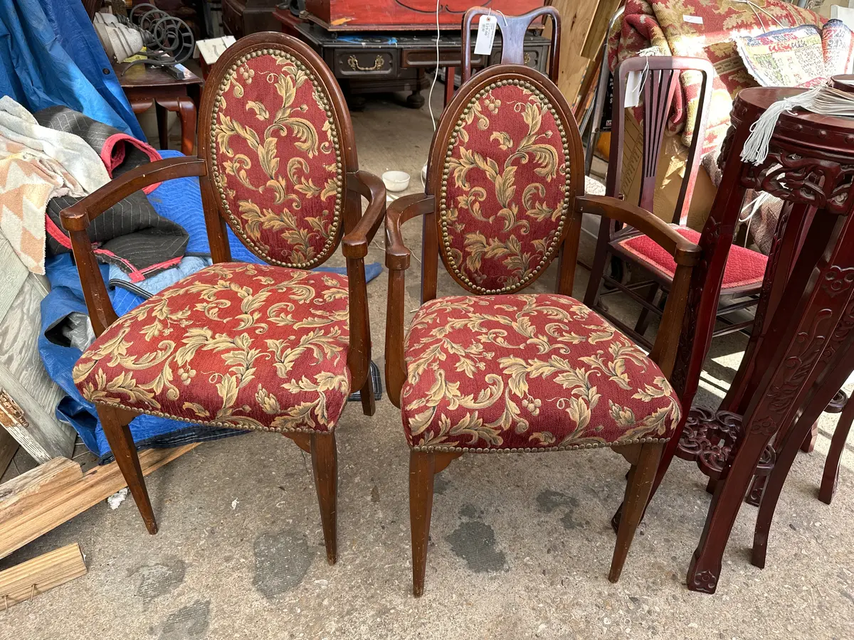 Pair Of Oval Back Upholstered Chairs 1