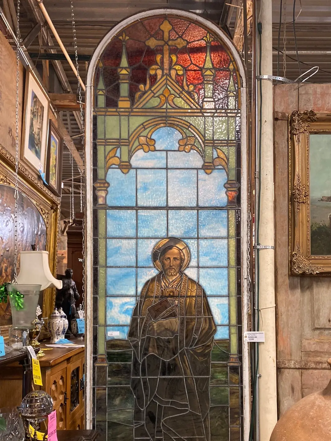 Huge Stained Glass Window Of Saint Luke 1