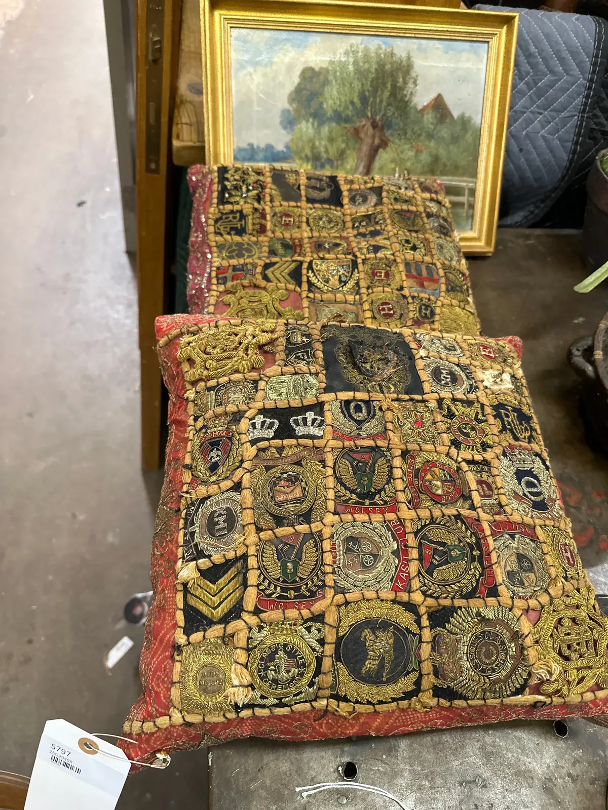 Pair Of Indian Patchwork Cushions As Found 1