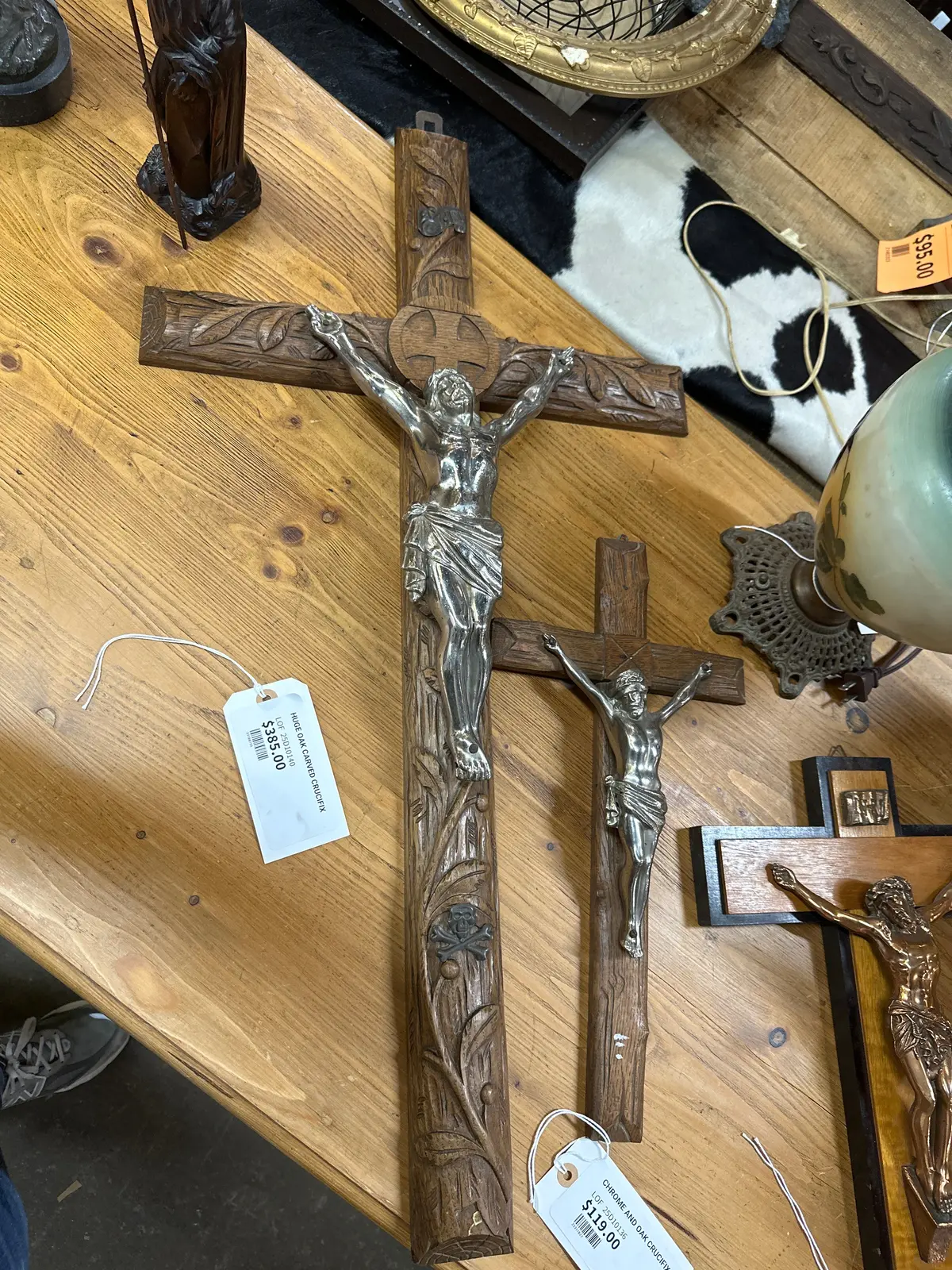 Huge Oak Carved Crucifix 1