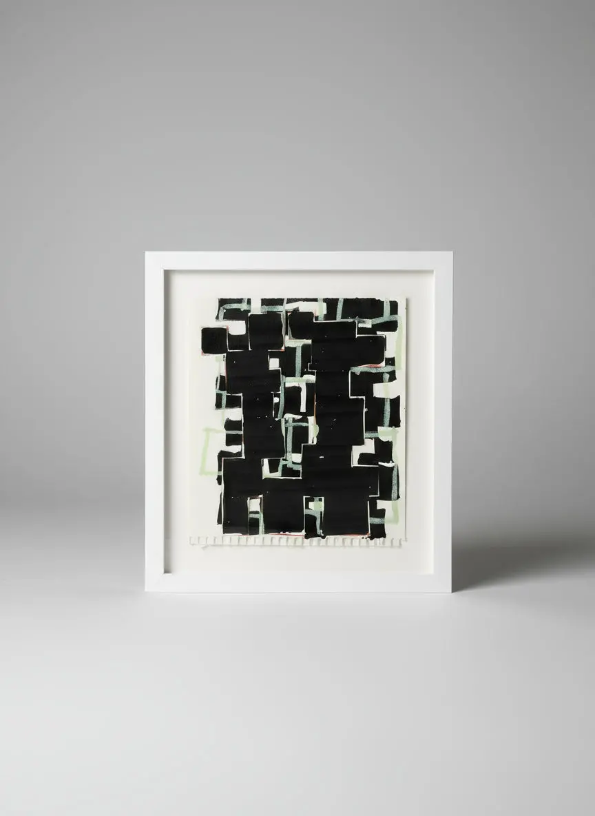 Framed Mixed Media Painting On Paper Signed Rodney Carswell 1