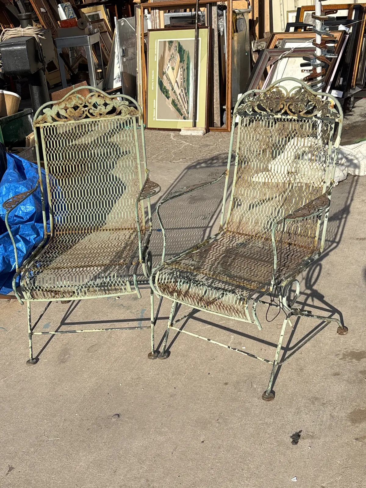 Pair Of Rocking Iron Yard Chairs 1