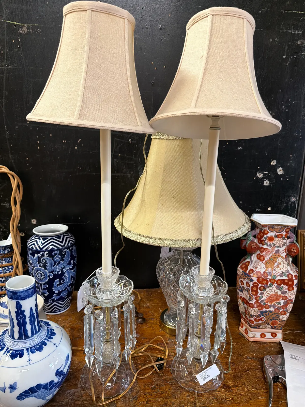 Pair Of Luster Converted Buffet Lamps 1