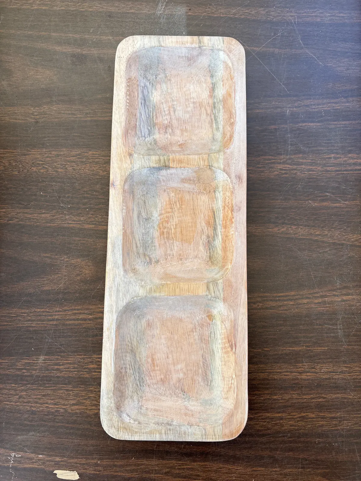 3 Compartment Wood Tray - Not Old 1
