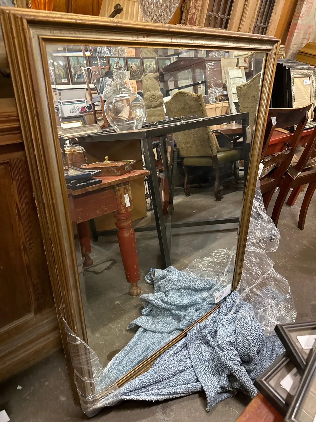 Large Rectangular Gold And Silver Mirror 1