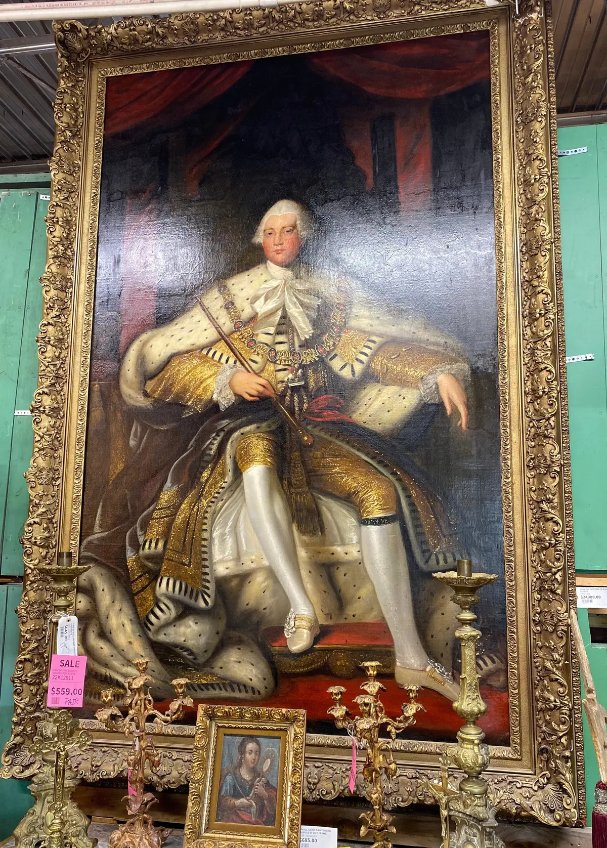 Huge Oil Painting Of King George 1