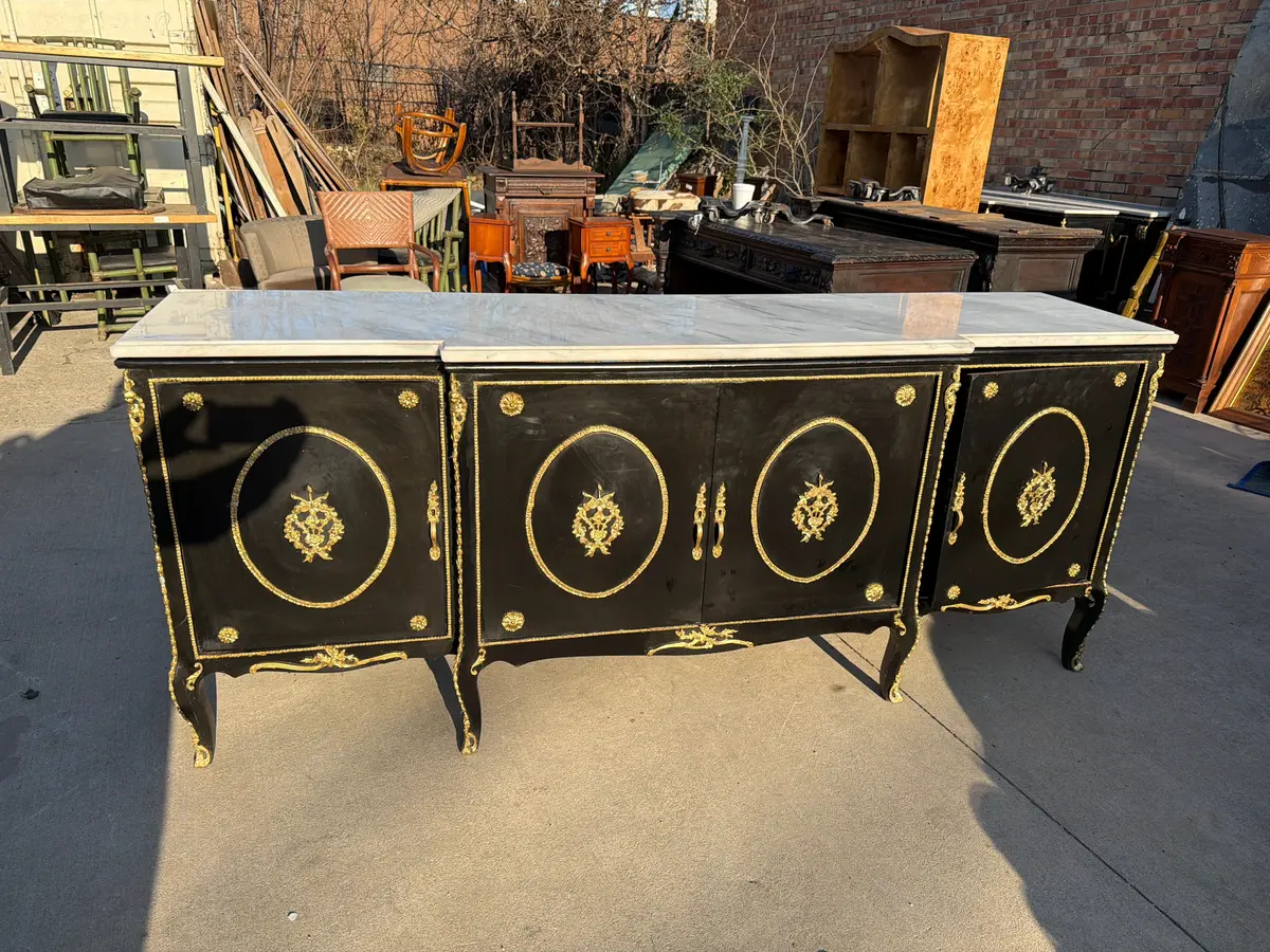Contemporary Napoleon Iii Marble Top Painted Ormolu Trimmed Four Door Sideboard 1
