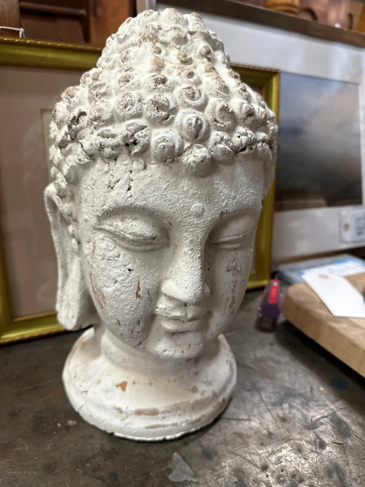 Terra Cotta White Buddha Head 1
