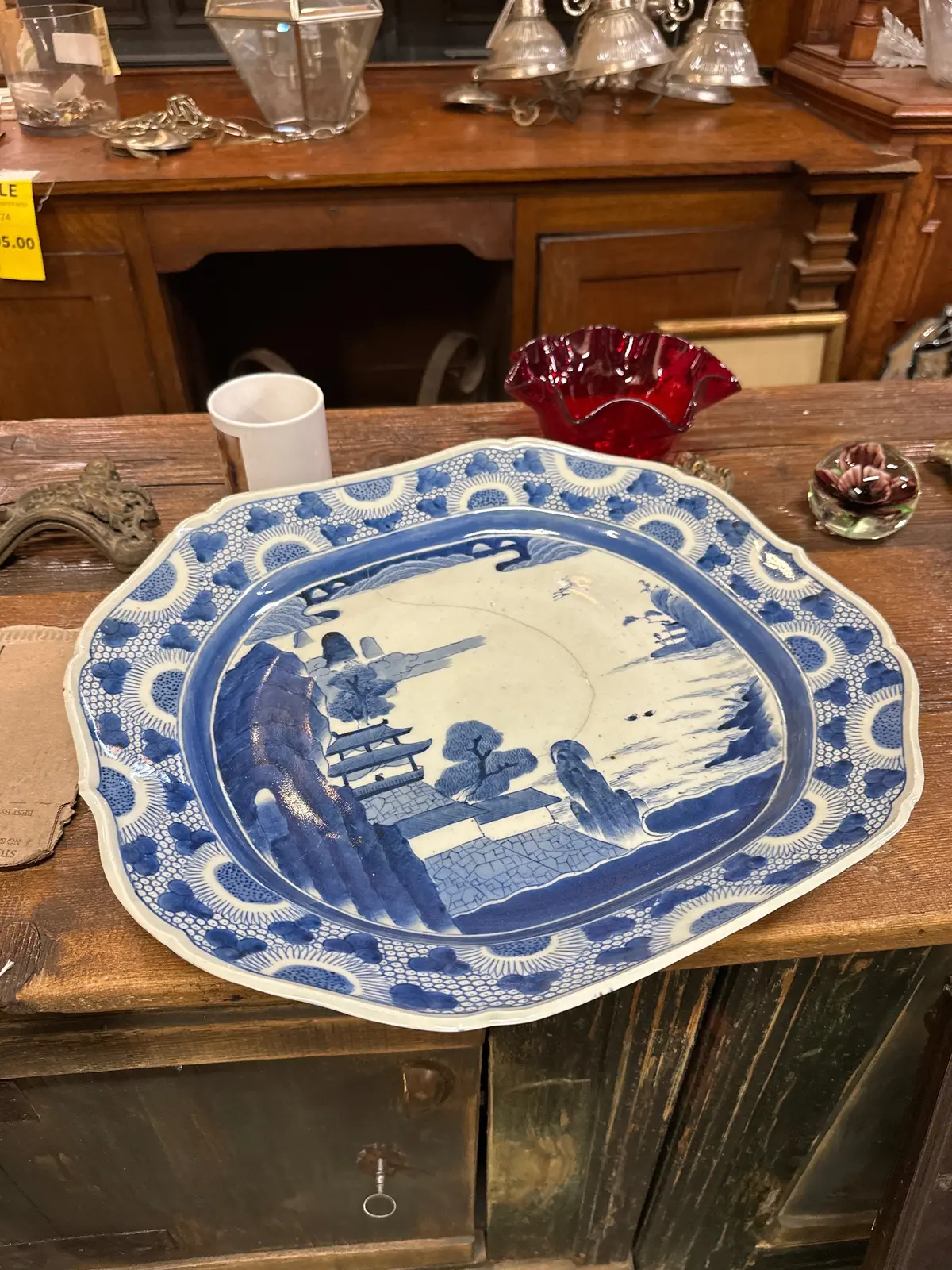 Blue And White Imari Platter As Found 1