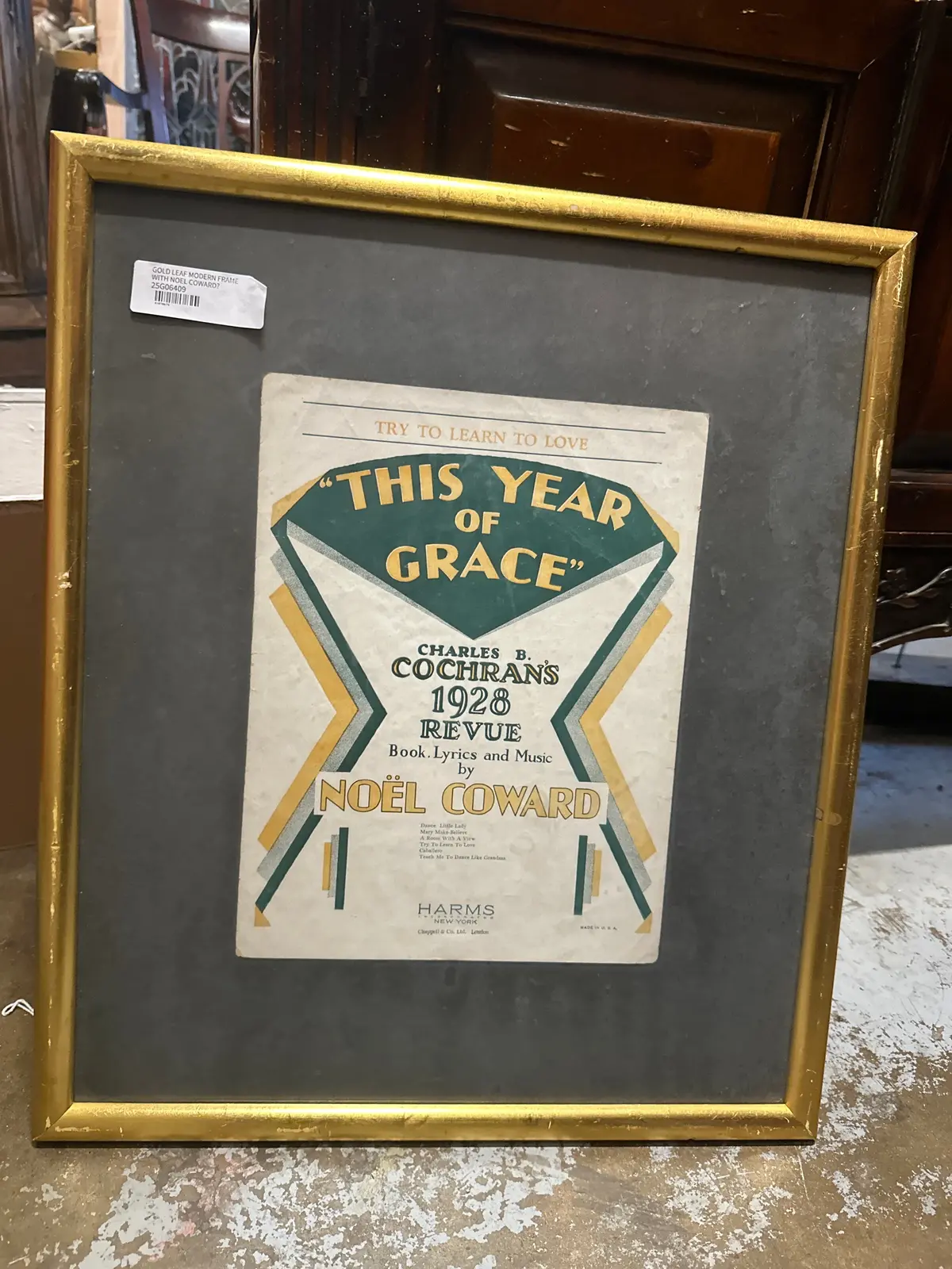 Gold Leaf Modern Frame With Noel Coward Music Cover 1