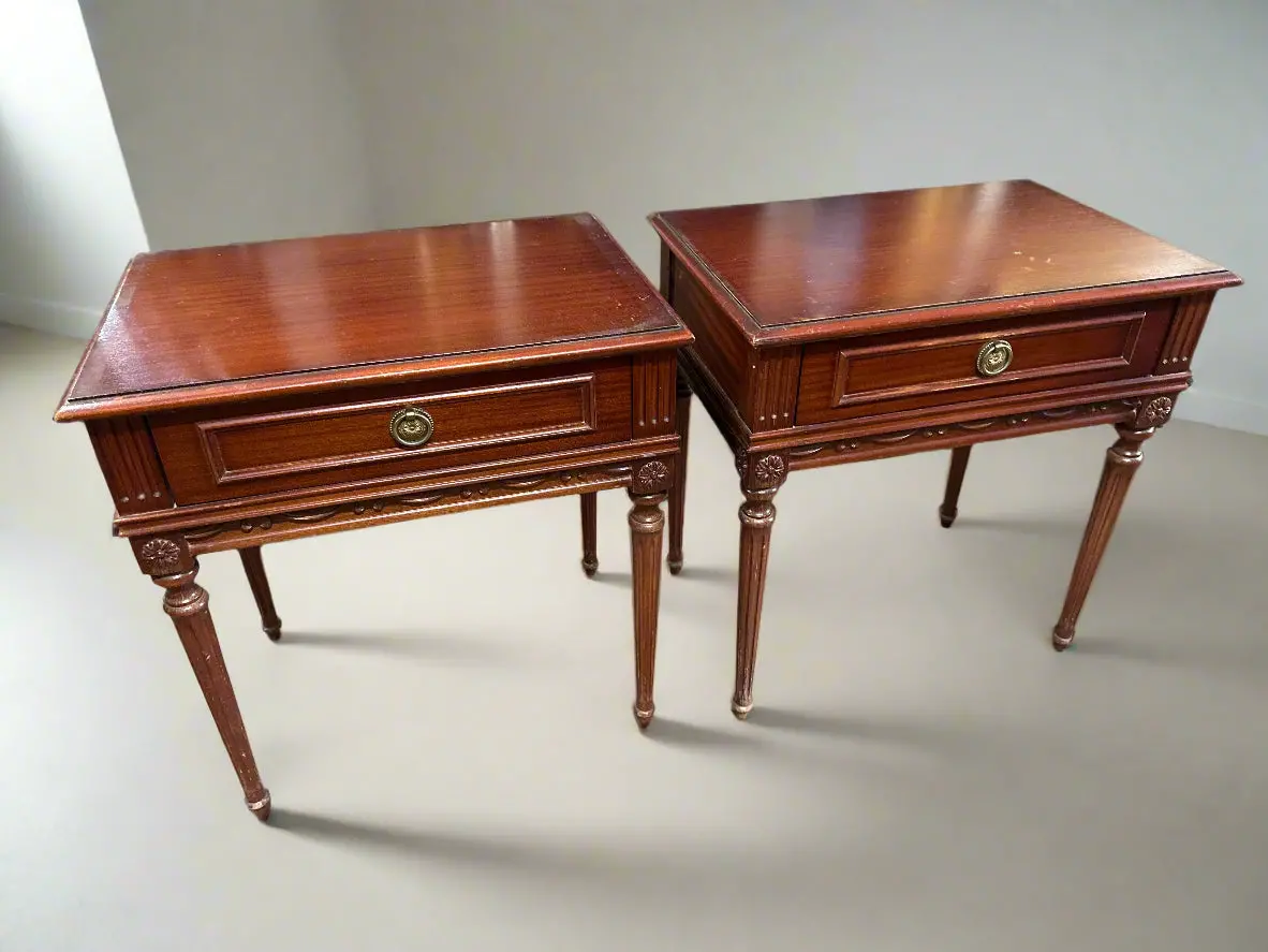 Pair Of Louis Xvi Mahogany Nightstands 1