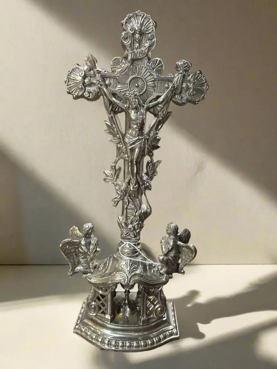 Chrome Crucifix With Angels 1