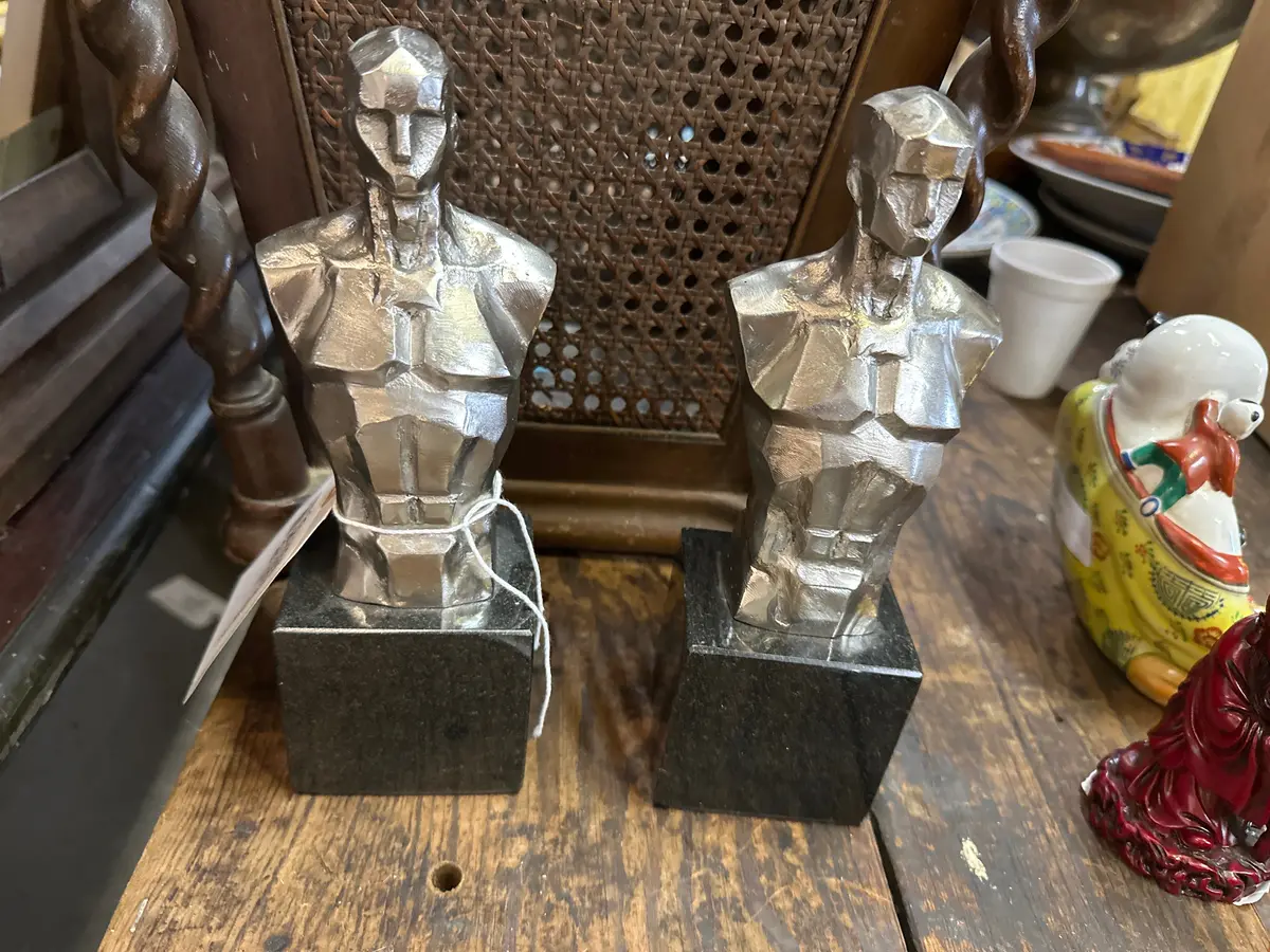 Pair Of Silver Male Bust Bookends 1