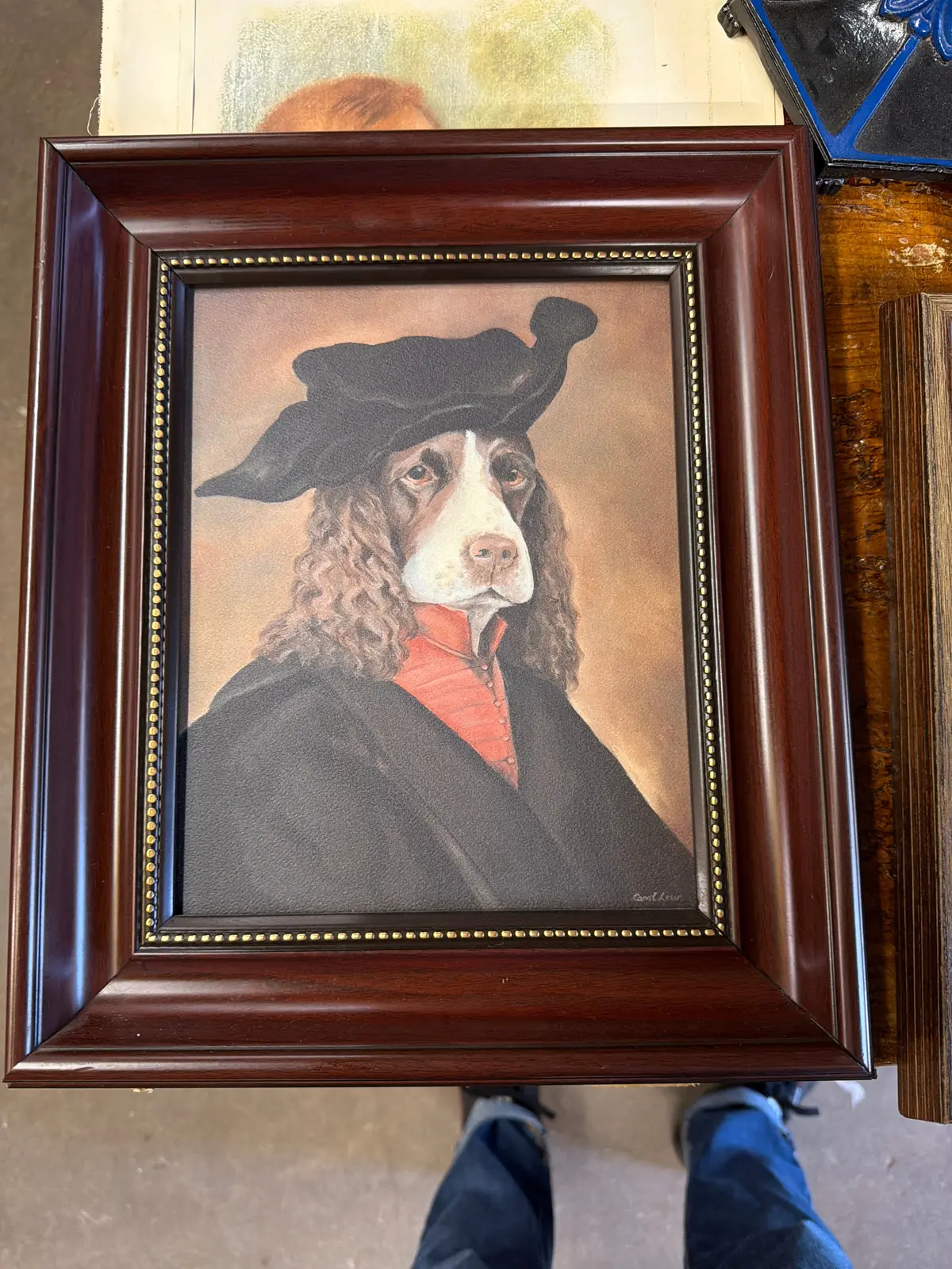 Framed Print Of English Scholar Dog Signed Carol Leur 1