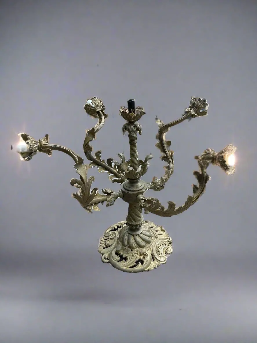 Rococo Brass Chandelier As Found 1