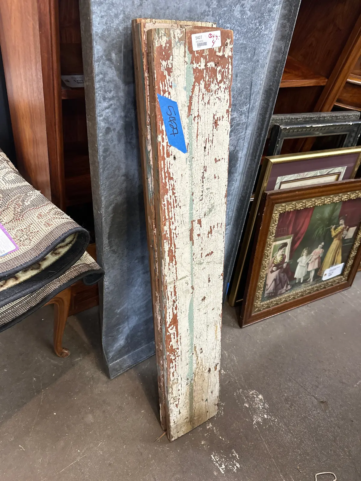Pair White Painted Distressed Wooden Planks 1