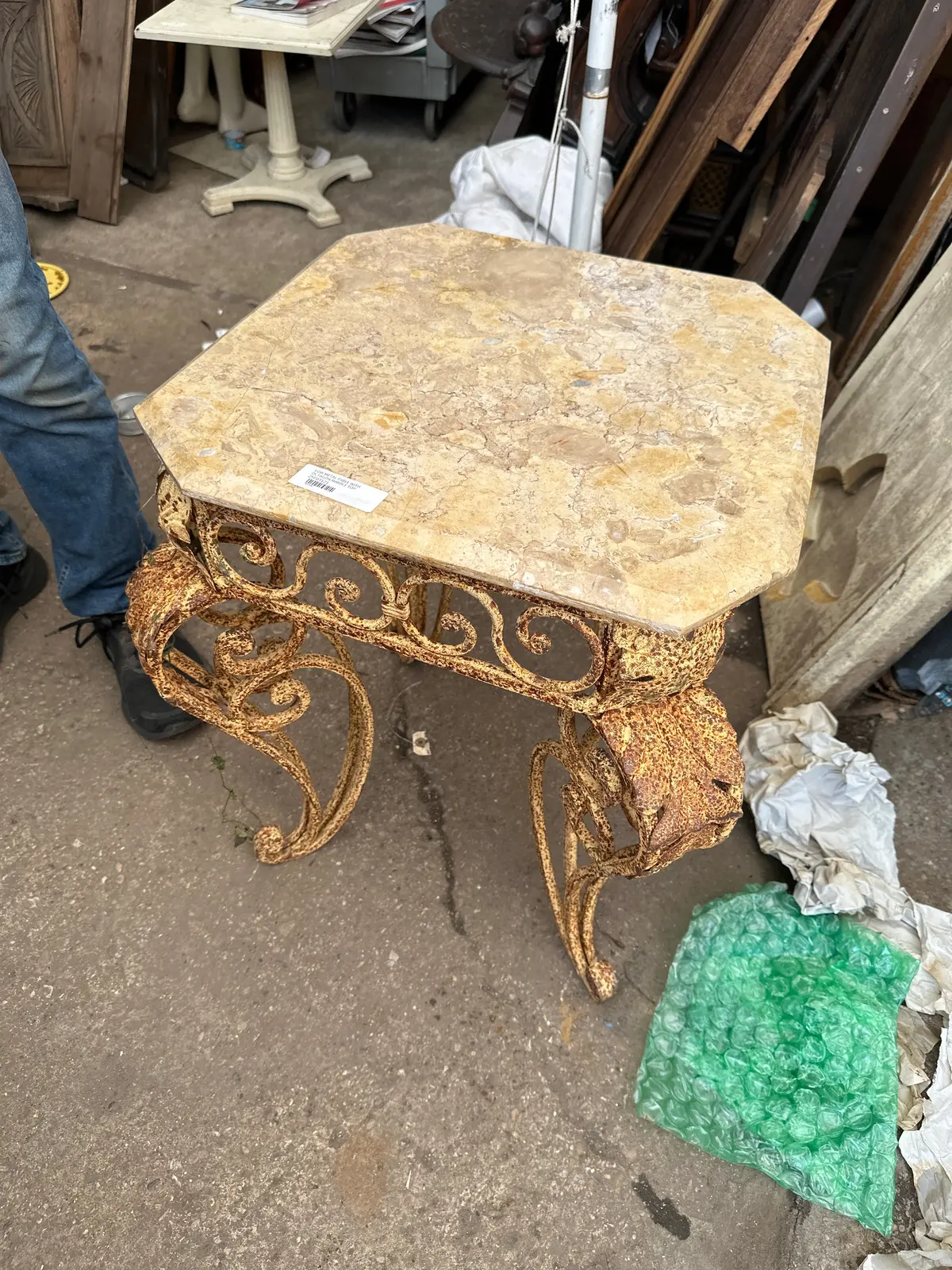 Low Metal Table With Octagon Marble Top 1