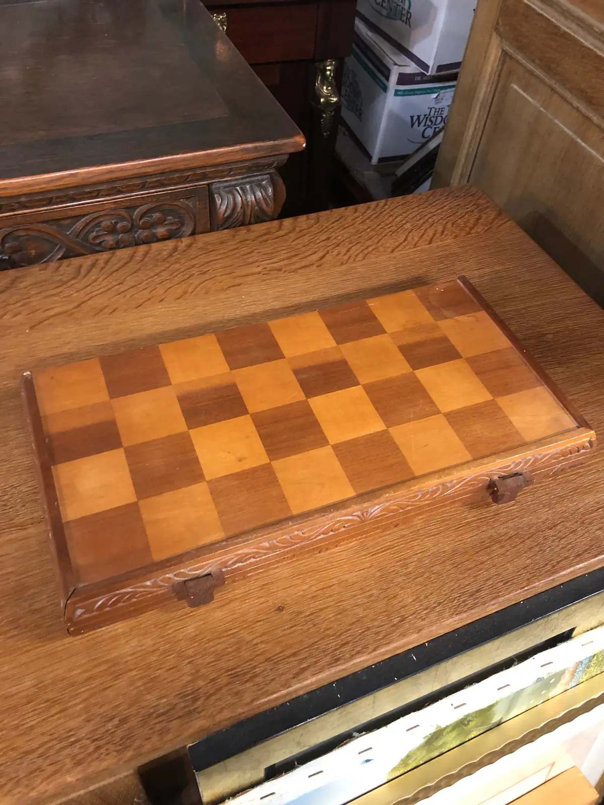 Hand Carved Chess Set In Board Case 1