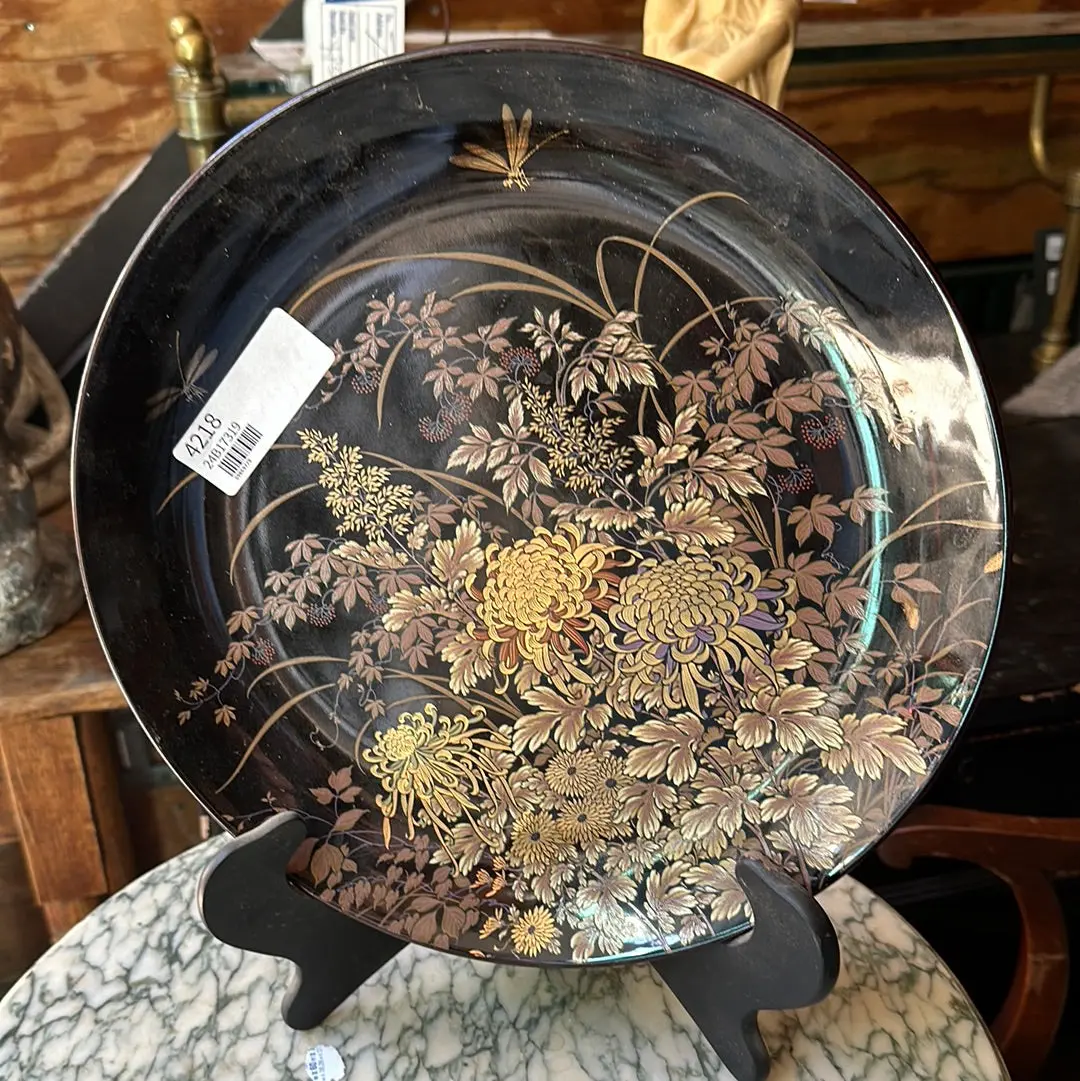 Japanese Black And Gold Floral Charger 1