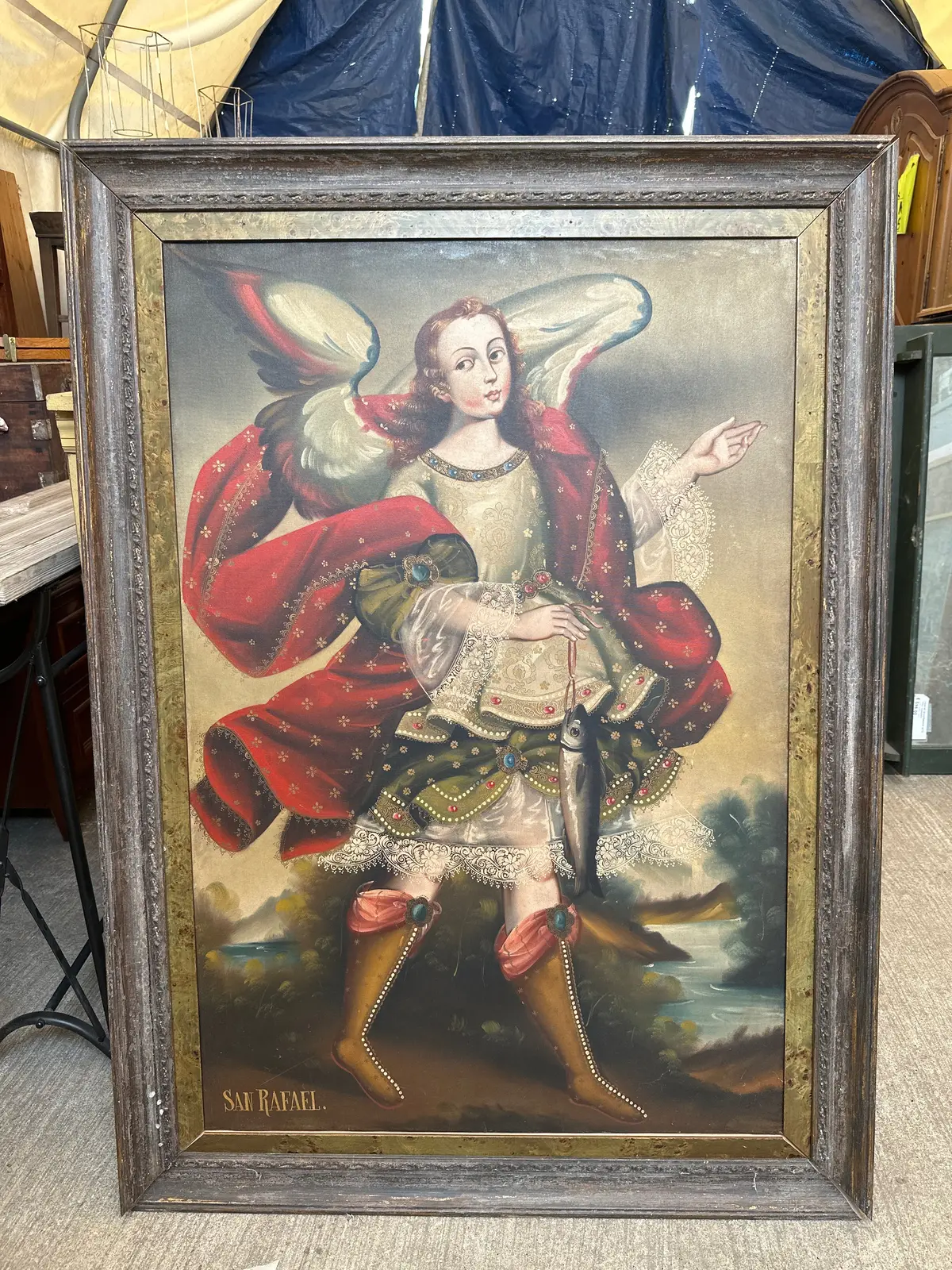 Large Framed Oil Painting Of San Rafael 1