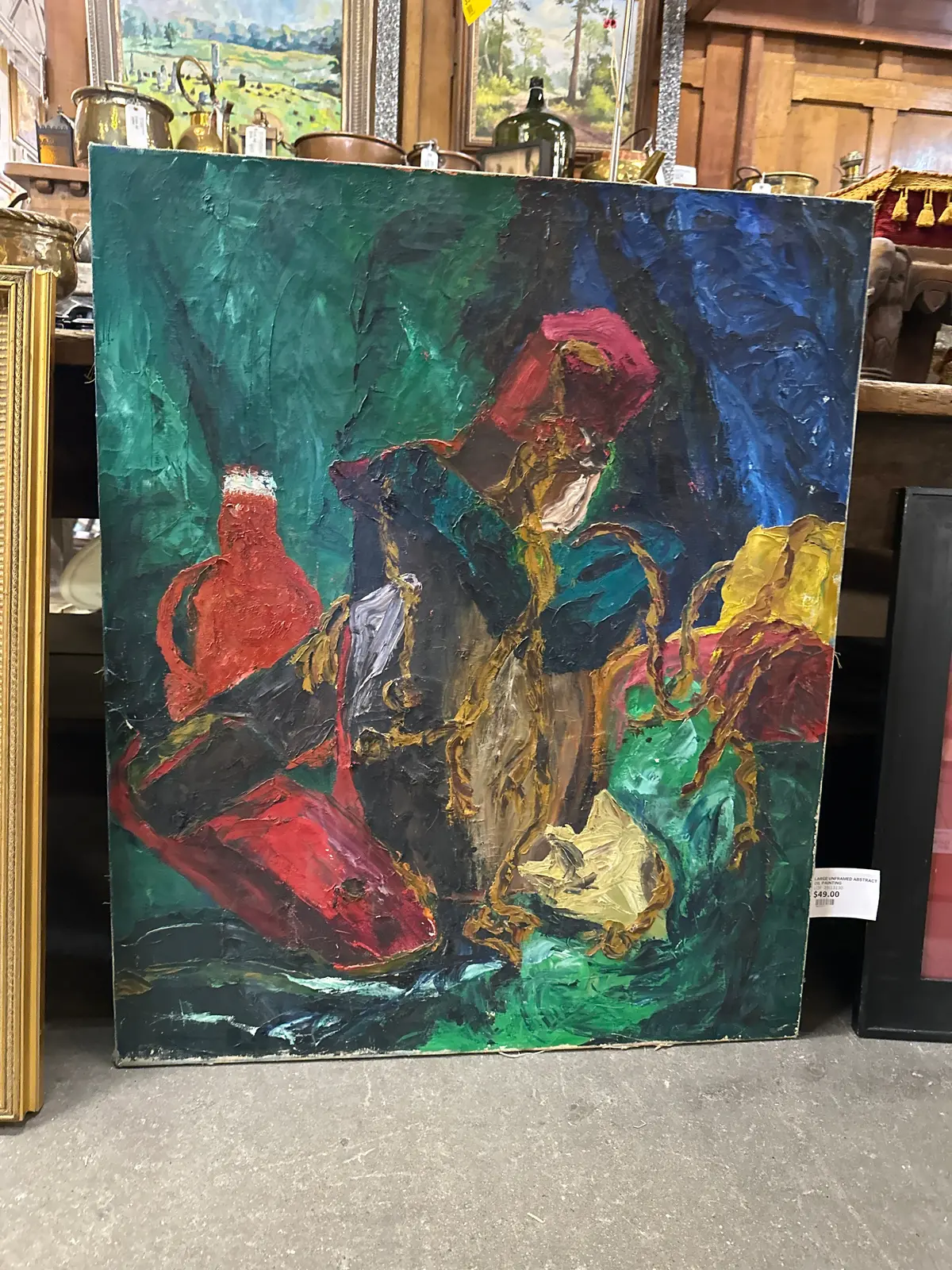 Large Unframed Abstract  Oil Painting 1