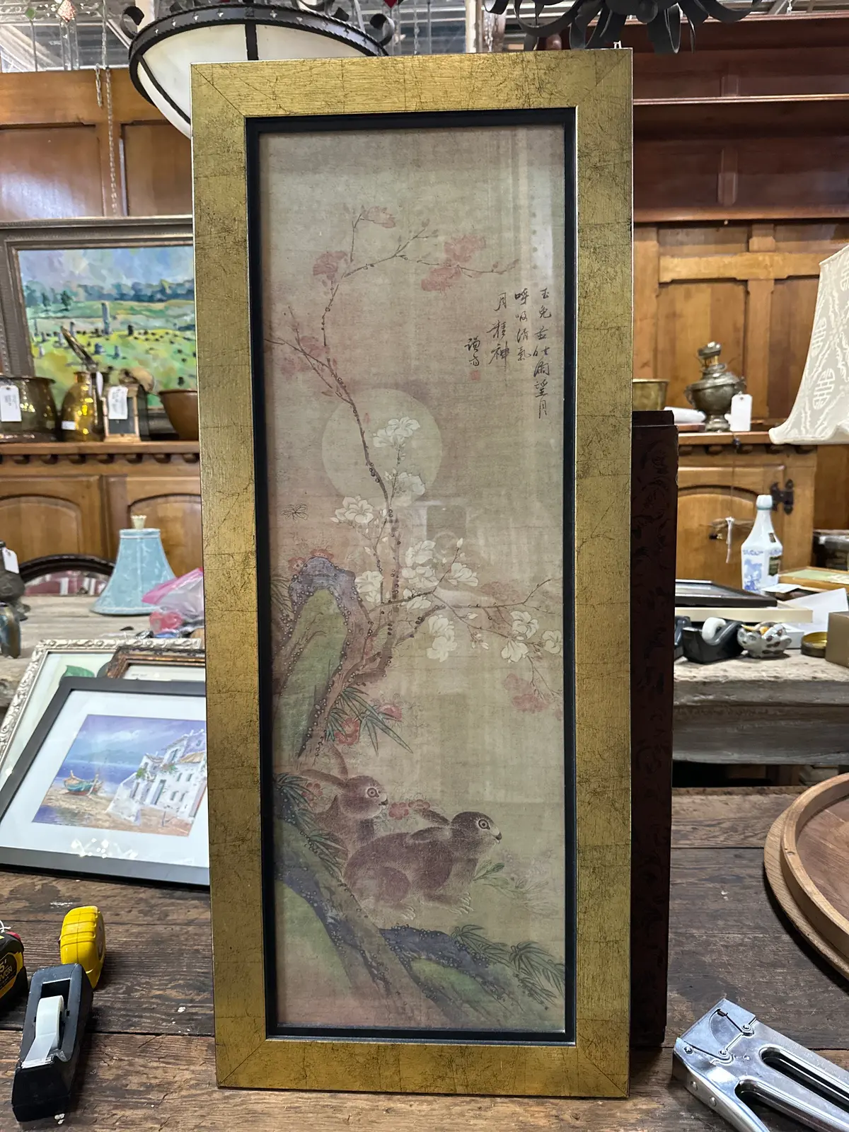 Vertical Japanese Print Of Rabbits 1