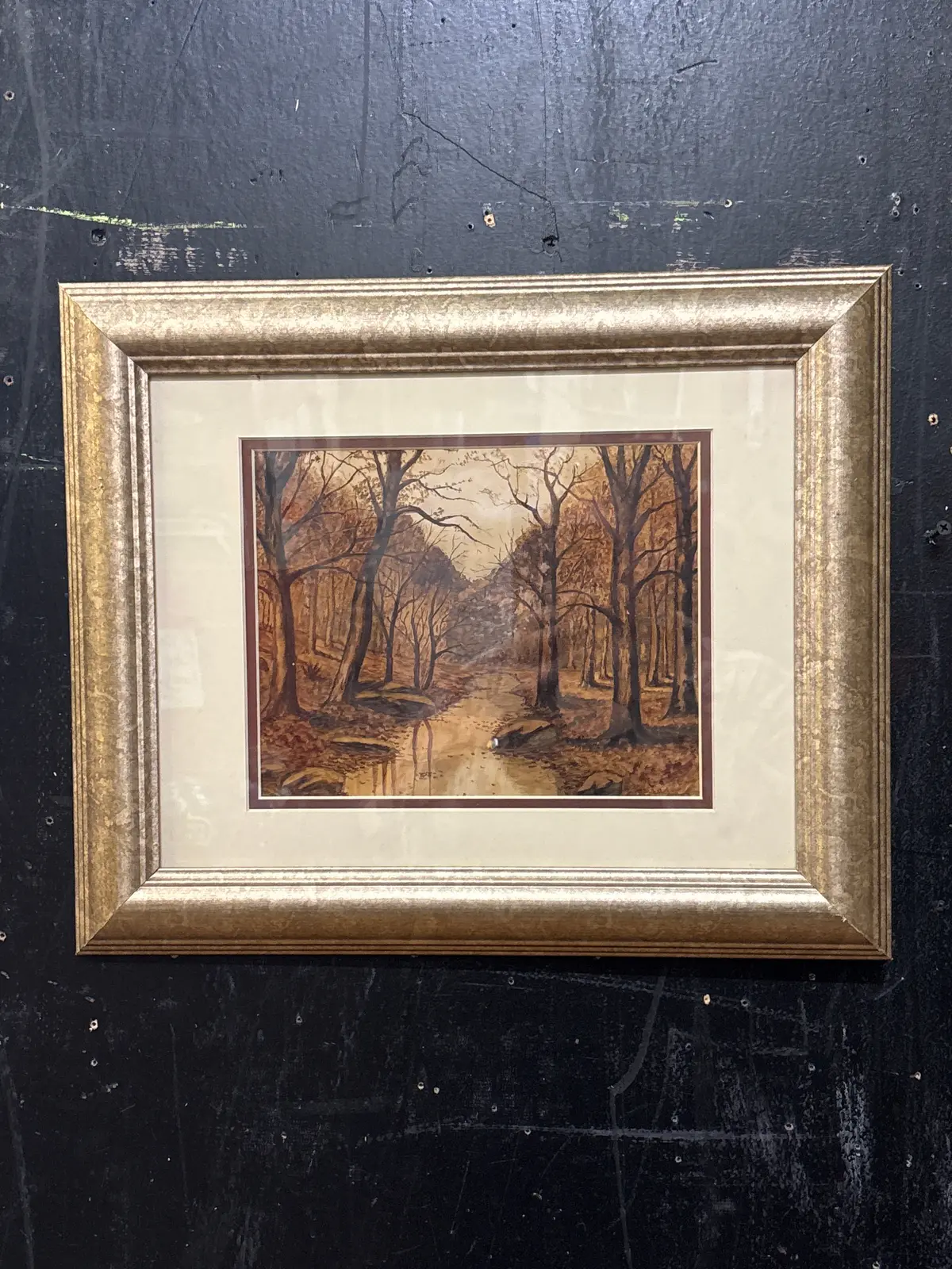 Framed Watercolor Sylvan Scene 1