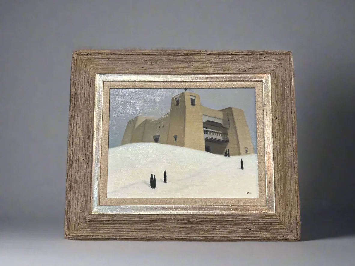 New Mexico Snow Scene Oil Painting On Board By Joe Baca 1