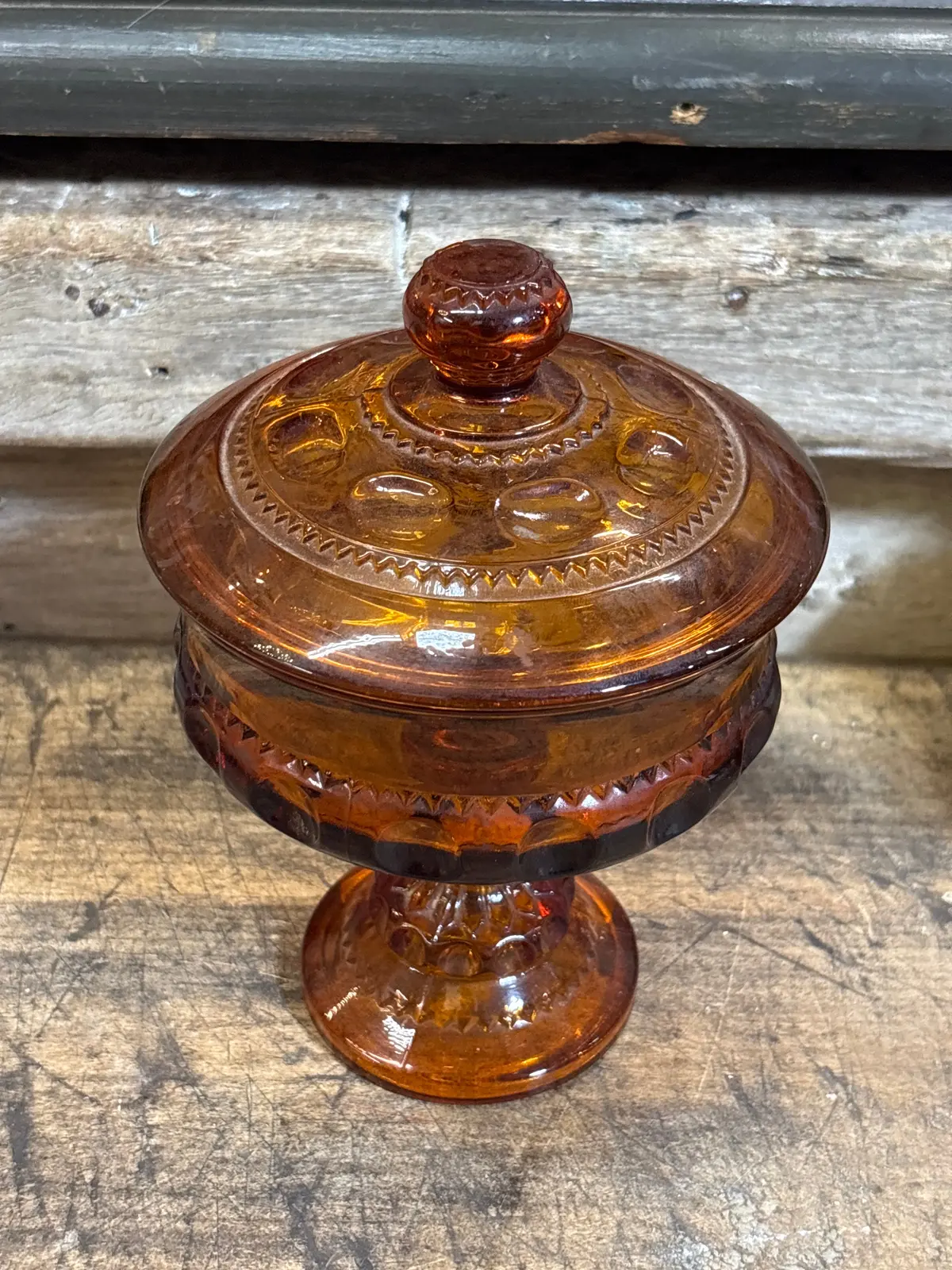 Amber Candy Dish With Lid 1