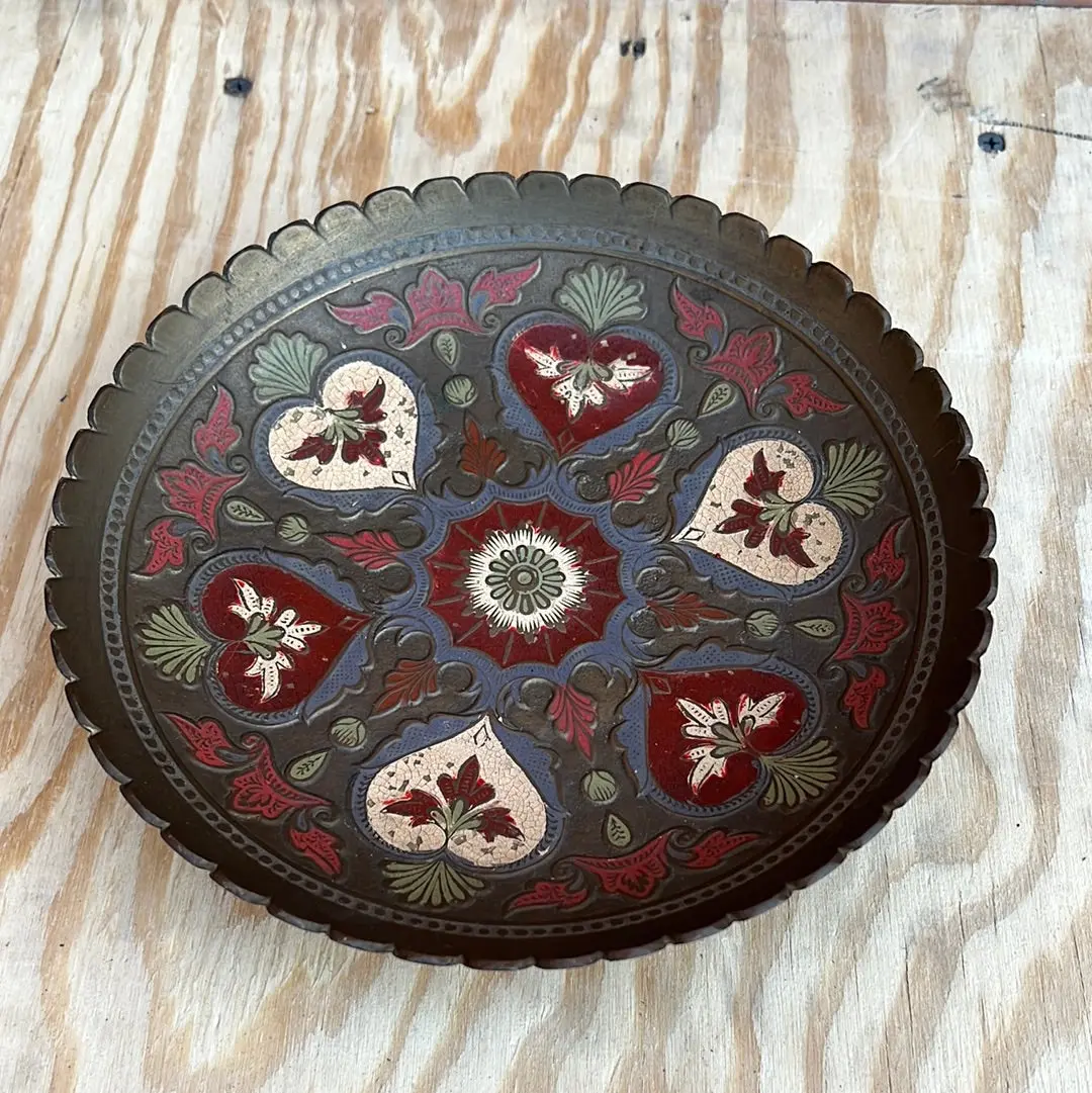 Brass With Polychrome Enamel Heart Design Catch-All 1