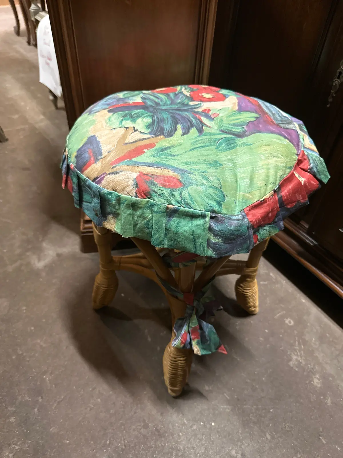 Small Round Rattan Stool 1