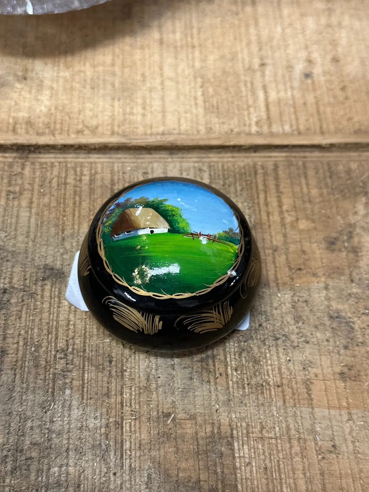 Small Round Russian Box With Building 1