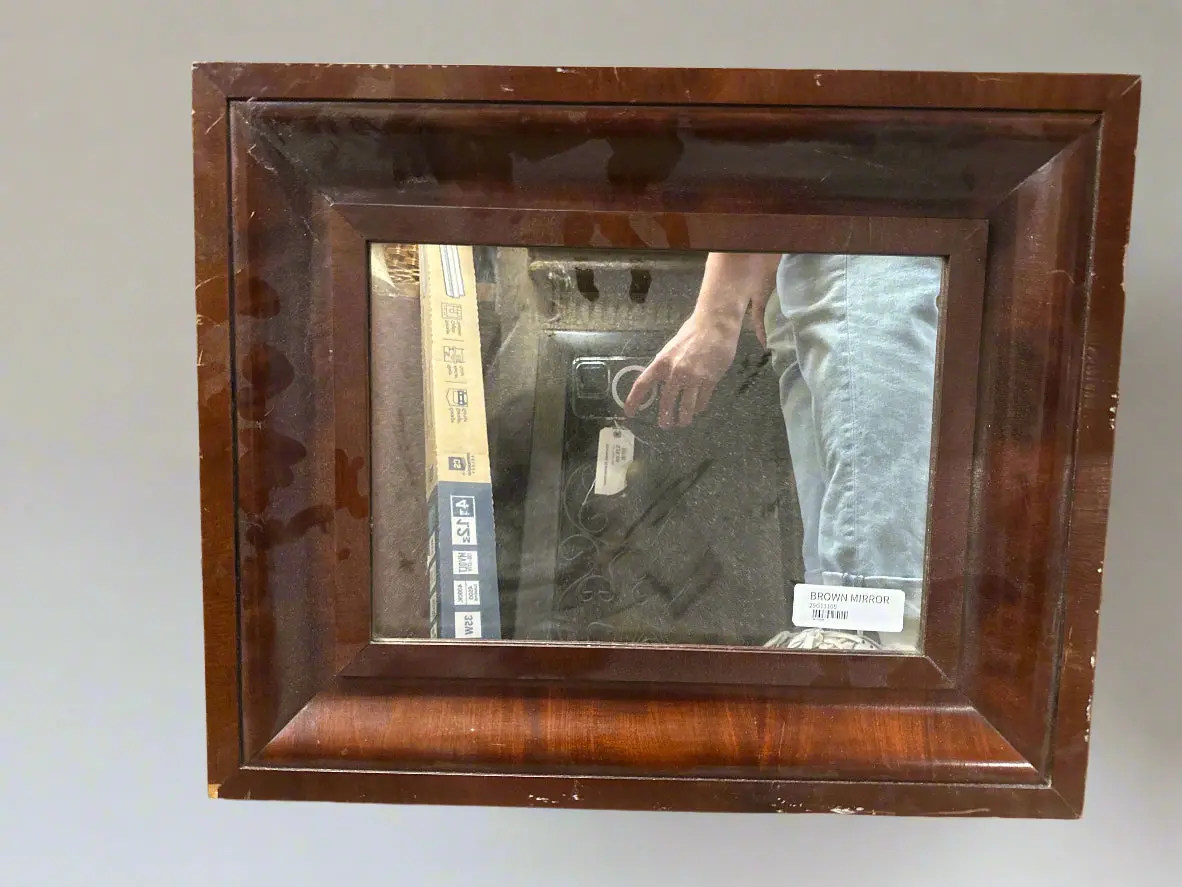 Simple Brown Wood Framed Mirror 1
