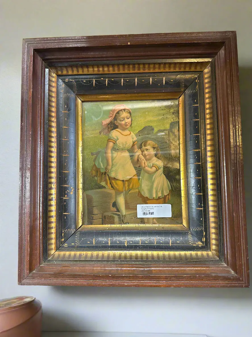 Vicotrian Child Print In Walnut Frame 1