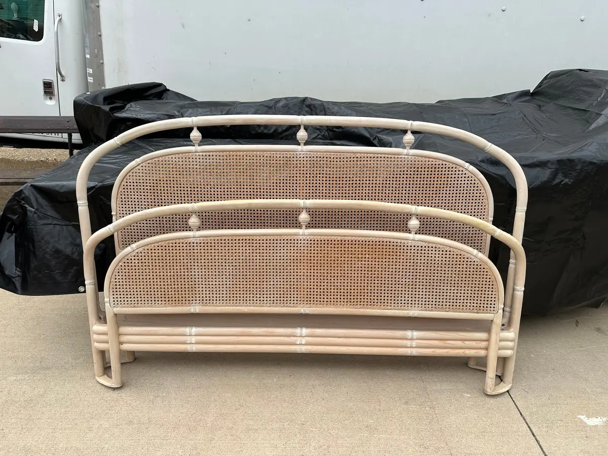 Caned Bamboo Faux Bed With Rails 1