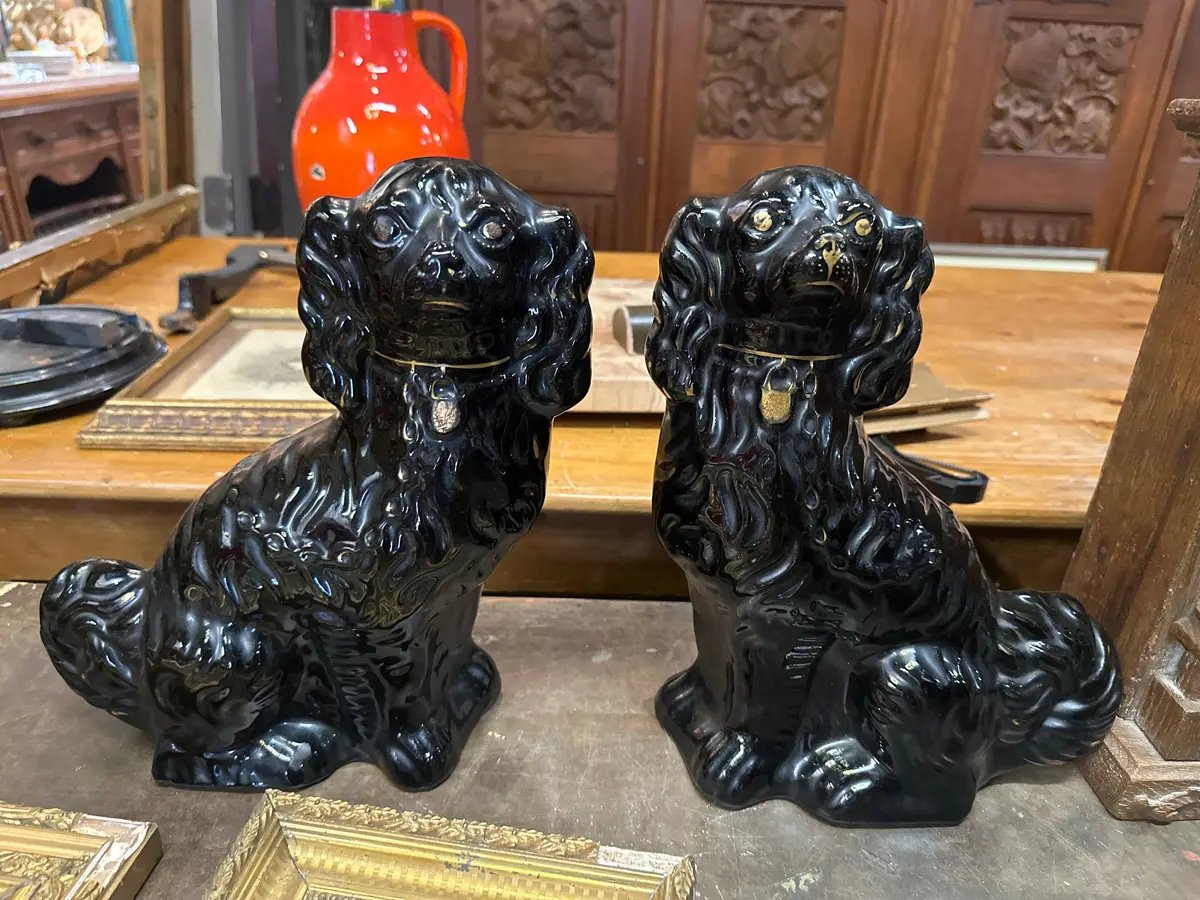 Pair Of Stafforsdhire Black Spaniels 1