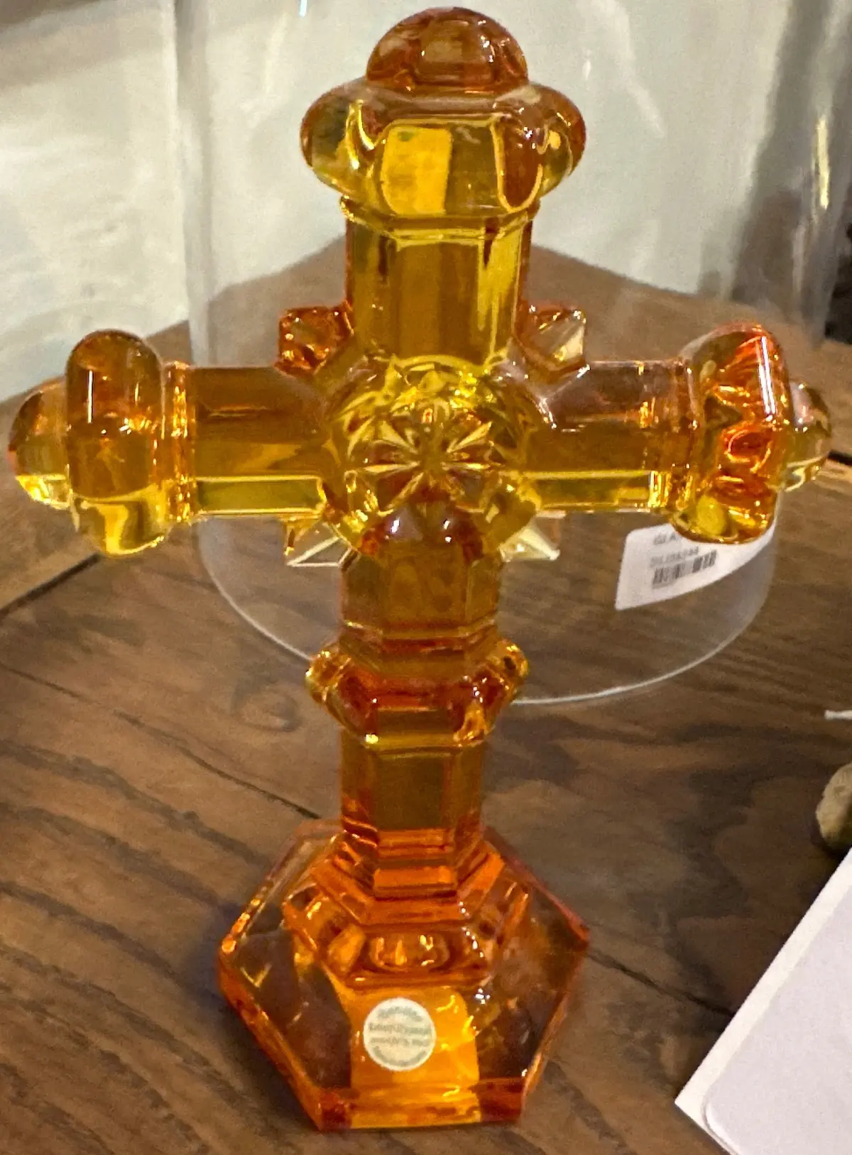 Orange German Crystal Glass Cross 1